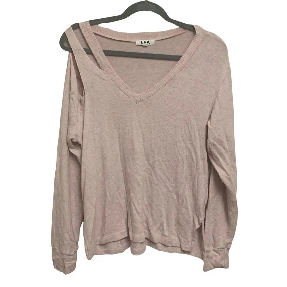 LNA Shoulder Cut-Out Pink Sweater Size Small